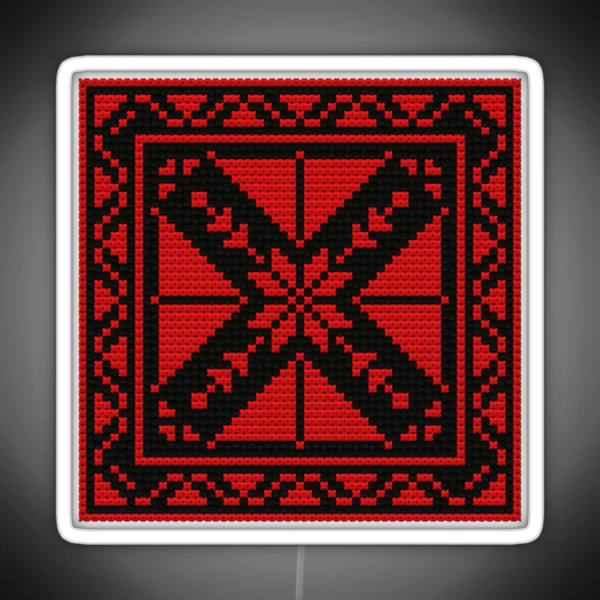 Tatreez Pattern Palestinian Embroidery Small Square RGB Neon Sign