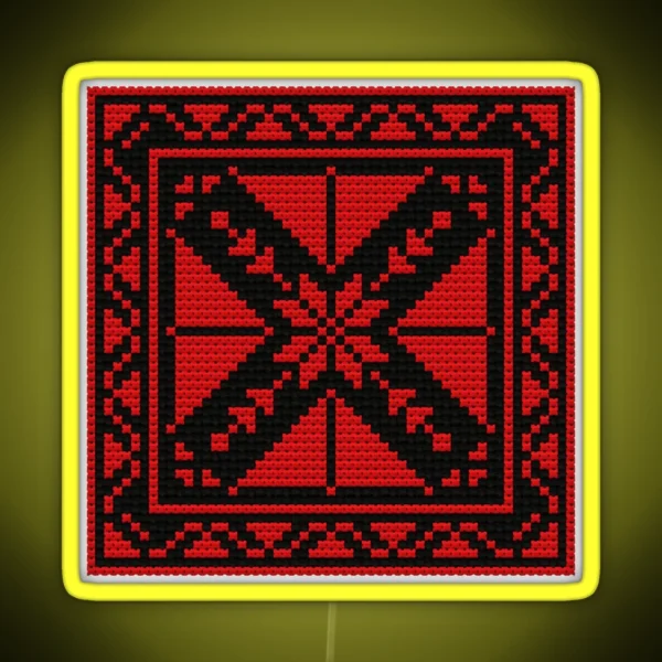 Tatreez Pattern Palestinian Embroidery Small Square RGB Neon Sign