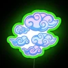 Vibrant tattoo-inspired cloud design in radiant RGB neon light.