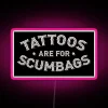 Boldly sarcastic statement in a colorful, humorous tattoo shop aesthetic.