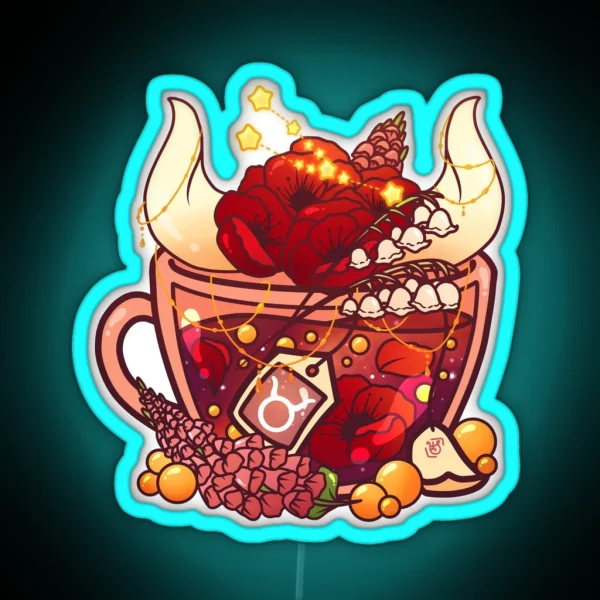 Taurus Zodiac Teacup RGB Neon Sign