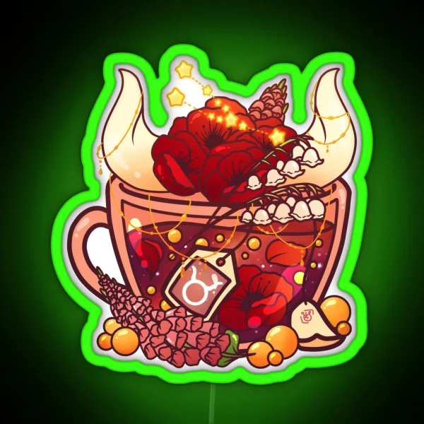 Taurus Zodiac Teacup RGB Neon Sign