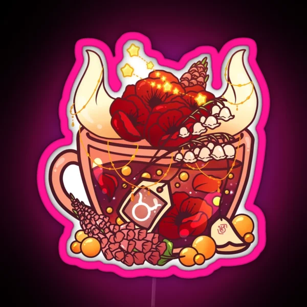 Taurus Zodiac Teacup RGB Neon Sign