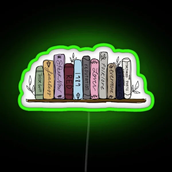 Taylor Swift Albums On Bookshelf RGB Neon Sign