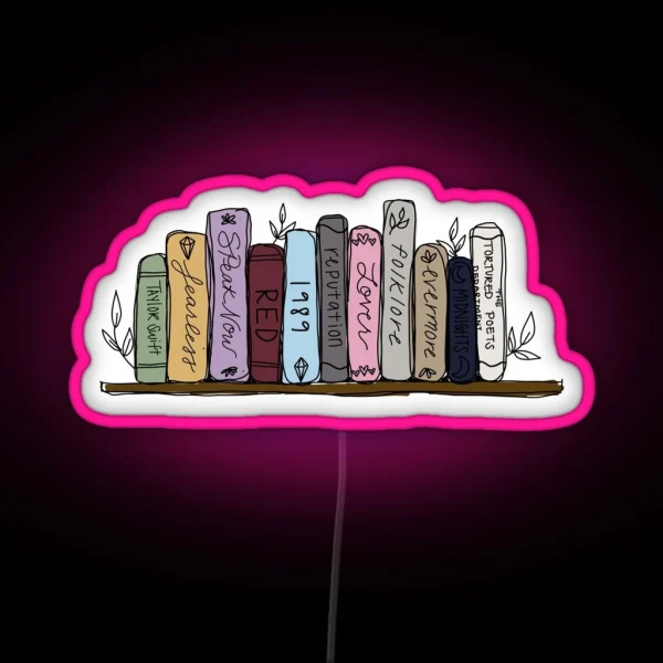 Taylor Swift Albums On Bookshelf RGB Neon Sign