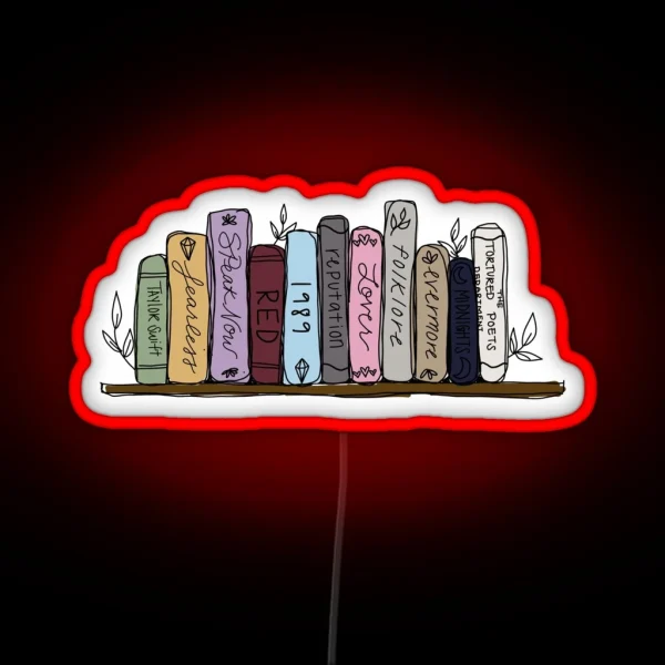 Taylor Swift Albums On Bookshelf RGB Neon Sign