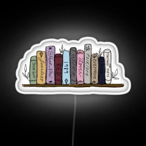 Taylor Swift Albums On Bookshelf RGB Neon Sign