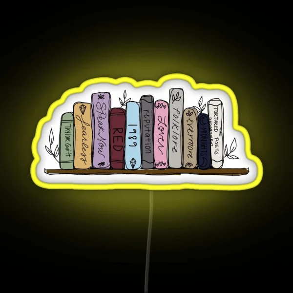 Taylor Swift Albums On Bookshelf RGB Neon Sign