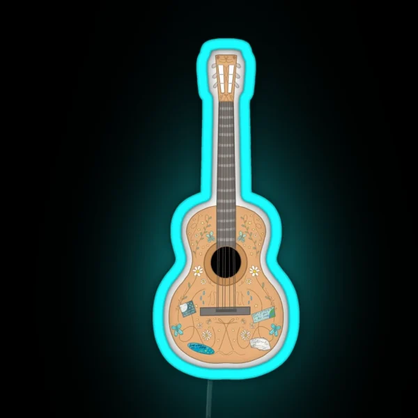 Taylor Swift Debut Era Guitar With Quotes And Album RGB Neon Sign