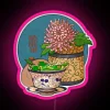 RGB Neon Sign with Vibrant Tea Cup Chrysanthemum Frog Design