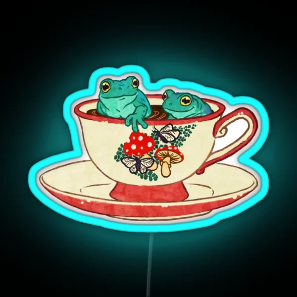Tea Cup Frogs RGB Neon Sign