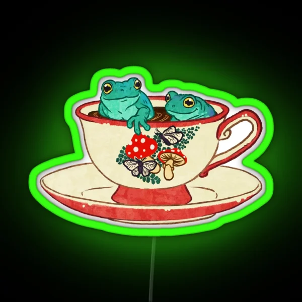 Tea Cup Frogs RGB Neon Sign