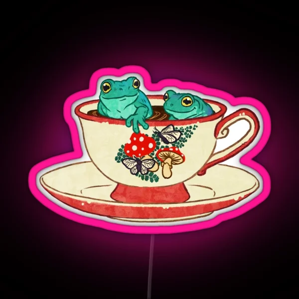 Tea Cup Frogs RGB Neon Sign
