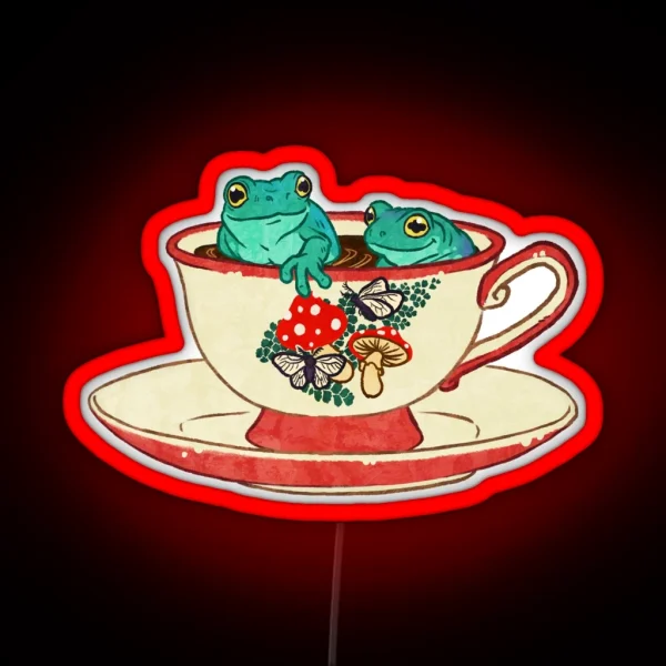Tea Cup Frogs RGB Neon Sign