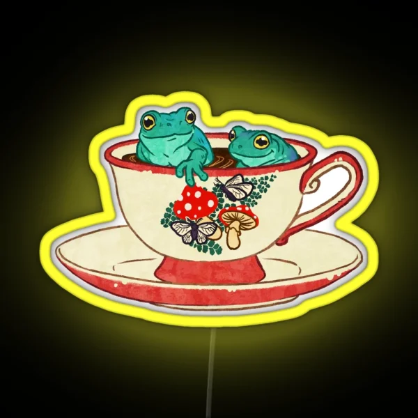 Tea Cup Frogs RGB Neon Sign