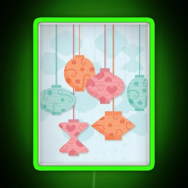 Tea Party Lanterns RGB Neon Sign