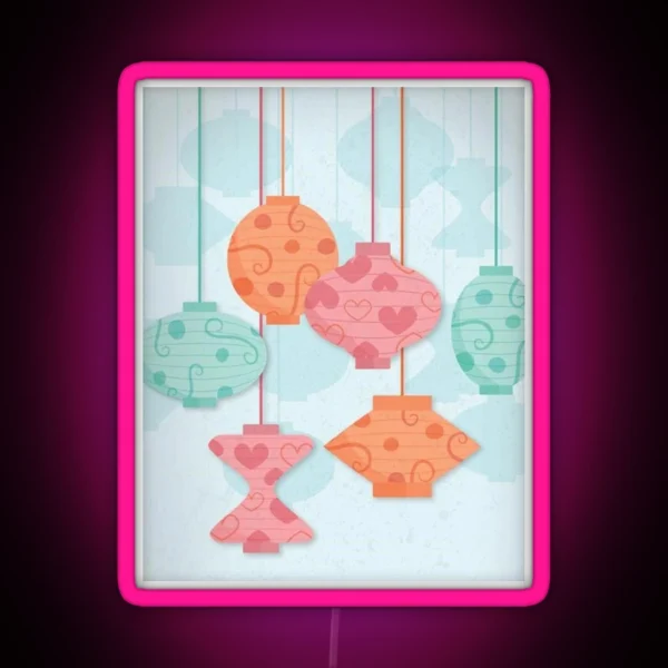 Tea Party Lanterns RGB Neon Sign