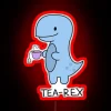 Add a bold touch with our neon 'Tea Rex' sign