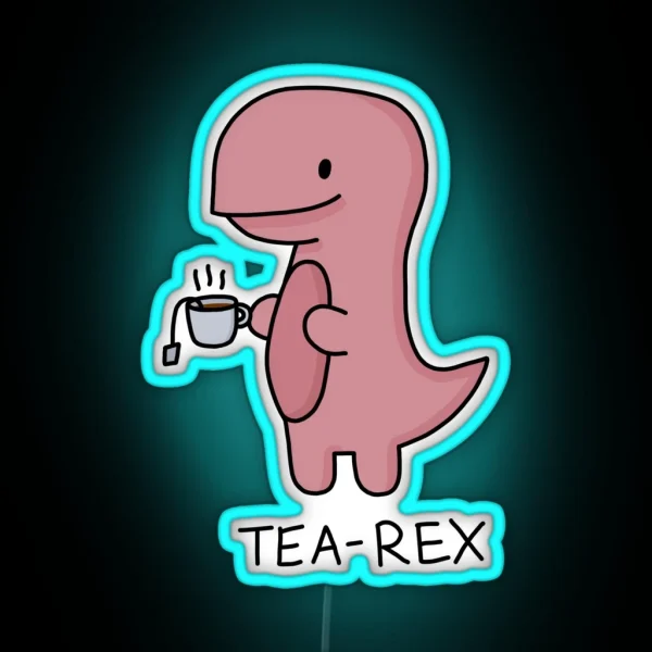Tea Rex Illustration RGB Neon Sign