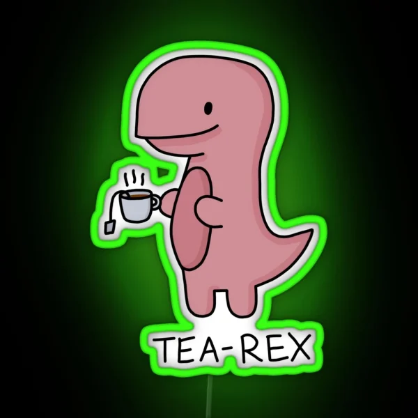 Tea Rex Illustration RGB Neon Sign