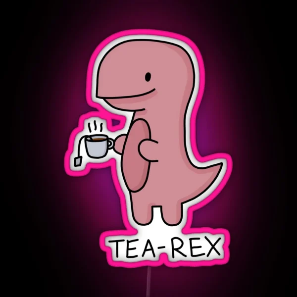 Tea Rex Illustration RGB Neon Sign