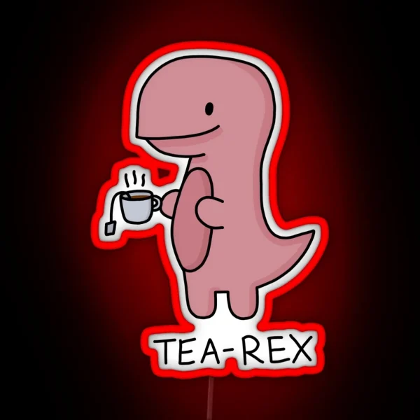 Tea Rex Illustration RGB Neon Sign