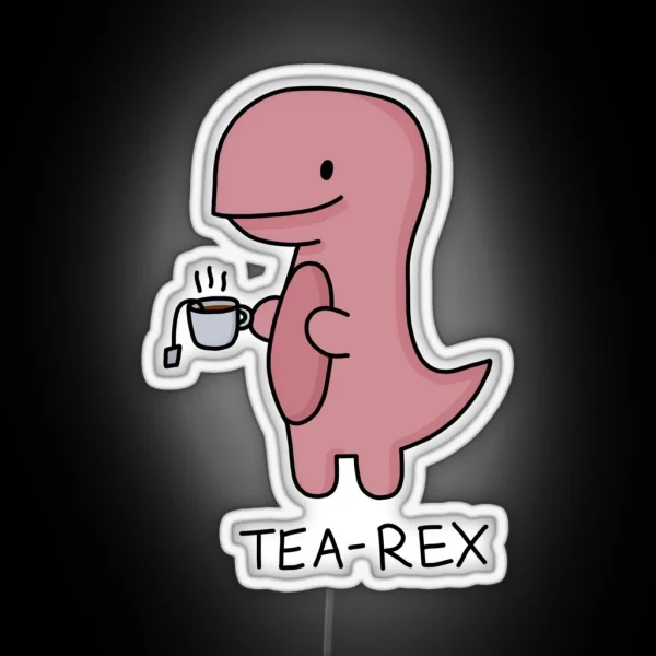 Tea Rex Illustration RGB Neon Sign