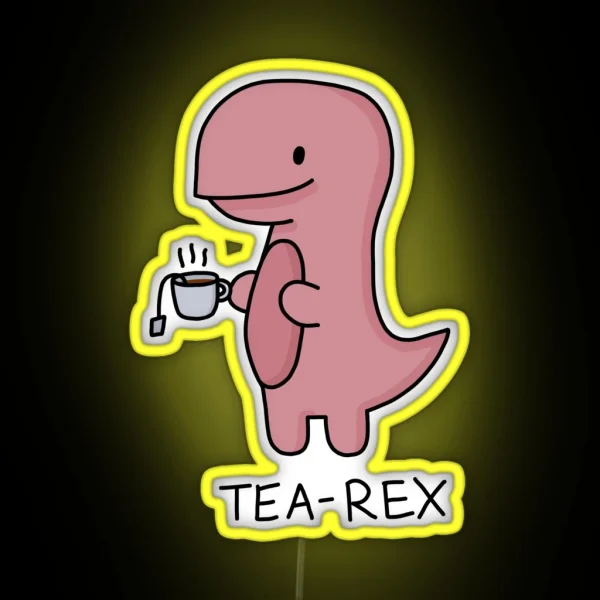 Tea Rex Illustration RGB Neon Sign