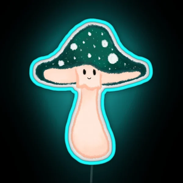 Teal Amanita Muscaria Mushroom RGB Neon Sign