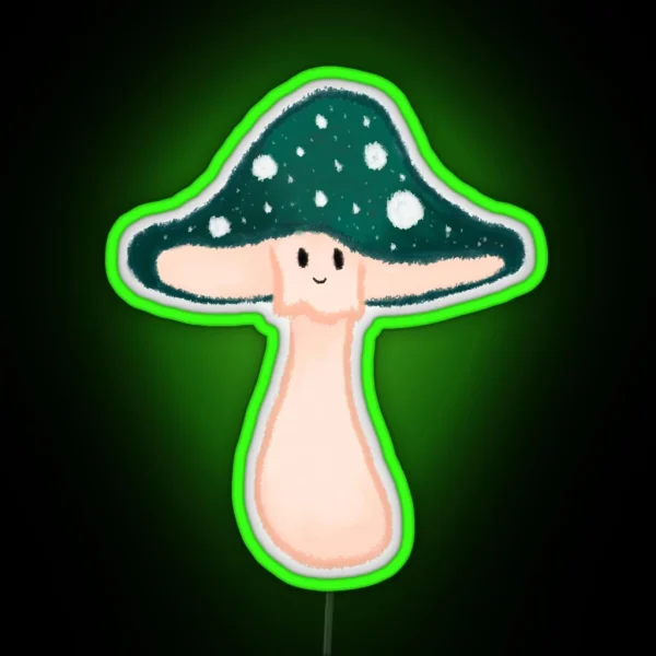 Teal Amanita Muscaria Mushroom RGB Neon Sign
