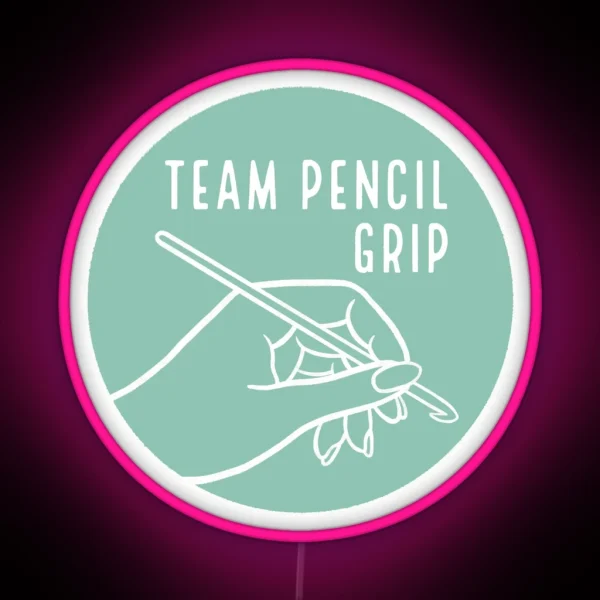 Team Pencil Grip Crochet Hook RGB Neon Sign