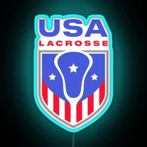 Team USA LAX Lacrosse Emblem RGB Neon Sign