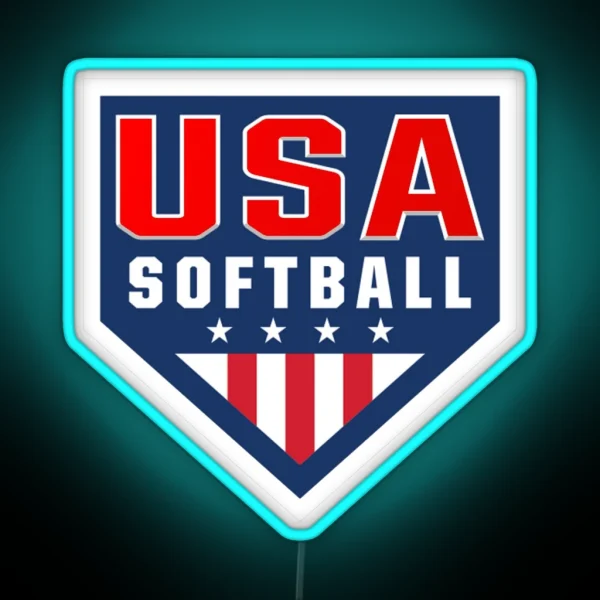 Team USA Softball Logo RGB Neon Sign
