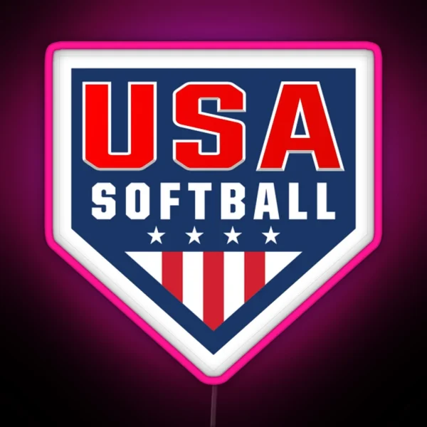 Team USA Softball Logo RGB Neon Sign
