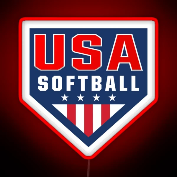 Team USA Softball Logo RGB Neon Sign