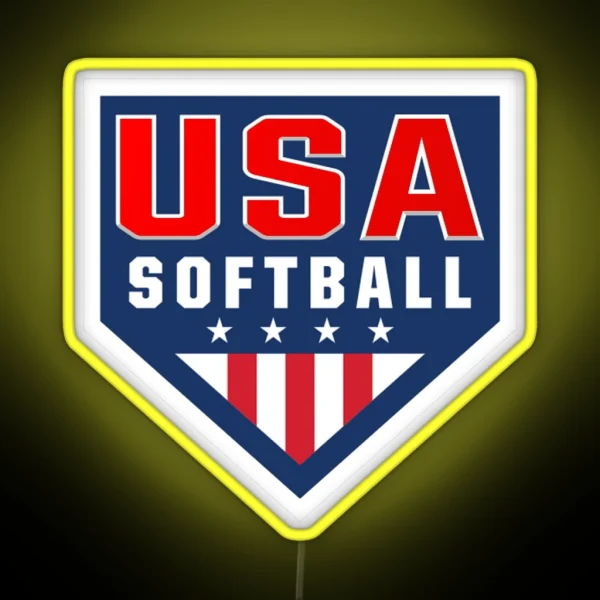 Team USA Softball Logo RGB Neon Sign