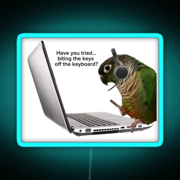 Tech Support Birb RGB Neon Sign