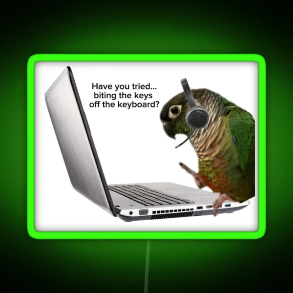 Tech Support Birb RGB Neon Sign