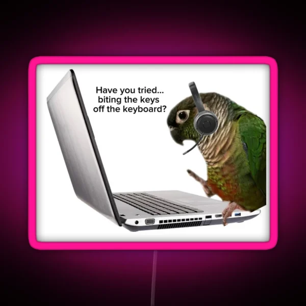 Tech Support Birb RGB Neon Sign