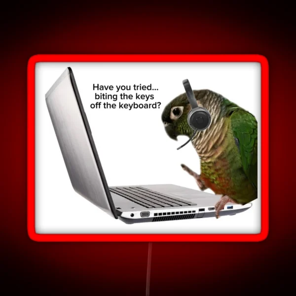 Tech Support Birb RGB Neon Sign