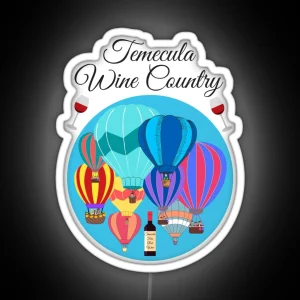 Temecula Wine Country Glasses And Hot Air Balloons RGB Neon Sign