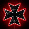 Metal warrior meets grunge style in this RGB illuminated sign.