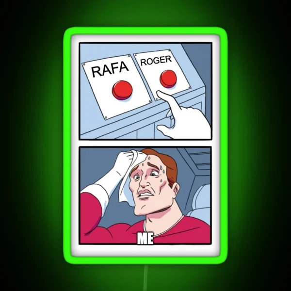 Tennis Memes Rafa Roger Meme RGB Neon Sign