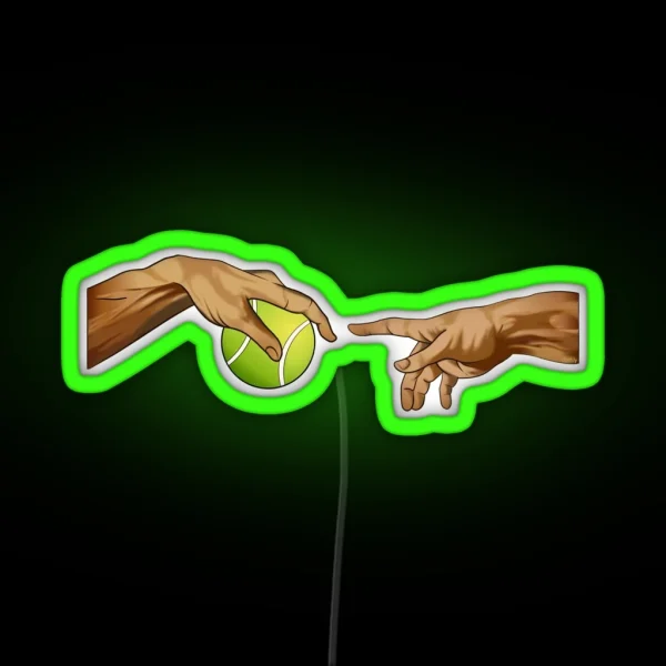 Tennis Michelangelo Tennis Ball Hand Tennis Player Funny RGB Neon Sign
