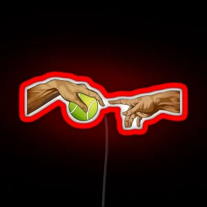 Tennis Michelangelo Tennis Ball Hand Tennis Player Funny RGB Neon Sign