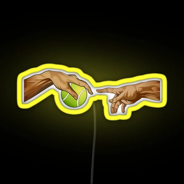 Tennis Michelangelo Tennis Ball Hand Tennis Player Funny RGB Neon Sign