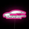 Customizable RGB LED canvas sign in dark Tesla bumper style.