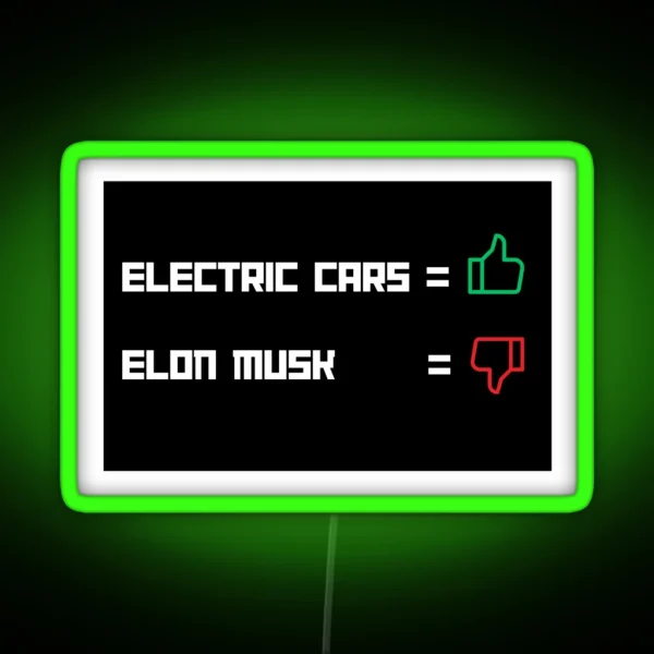 Tesla Bumper Electric Cars Yes Elon Musk No RGB Neon Sign