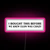 Vibrant Elon Musk Tesla Fan Art Neon Sign with RGB Lighting