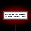 Retro futuristic warning sign, humorously referencing past questionable life choices and Elon